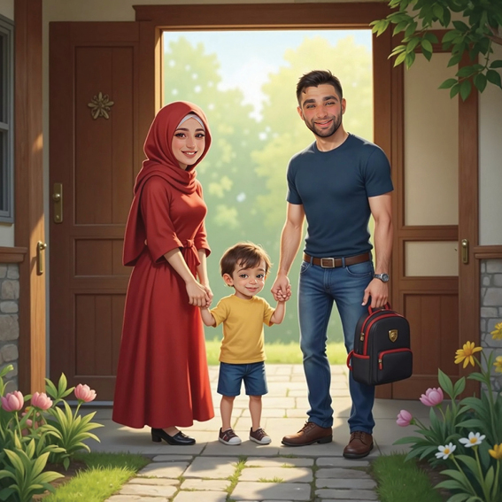  استعداد للخروج إلى الحضانة